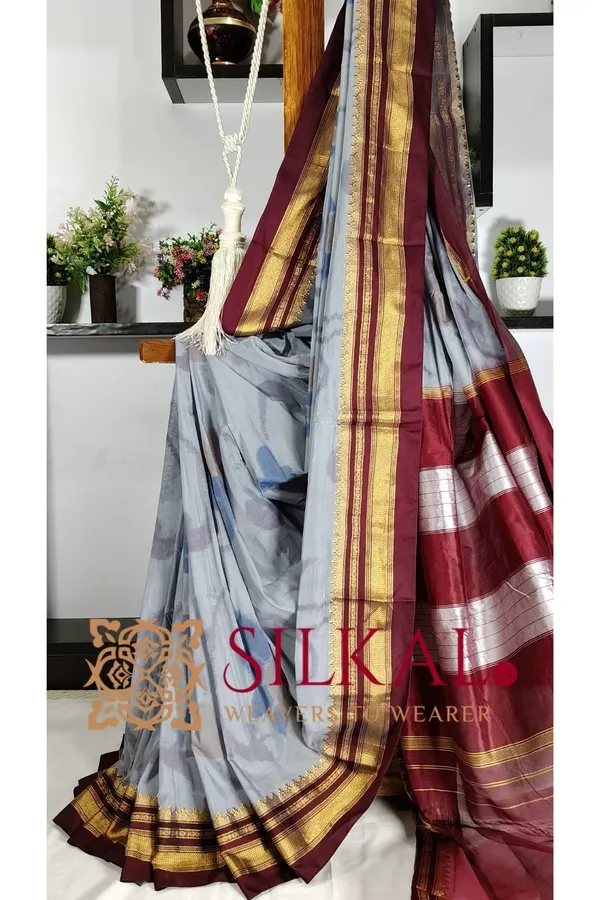 Ilkal_Ikkat_Print_Cotton_Silk_Saree_SKL03321