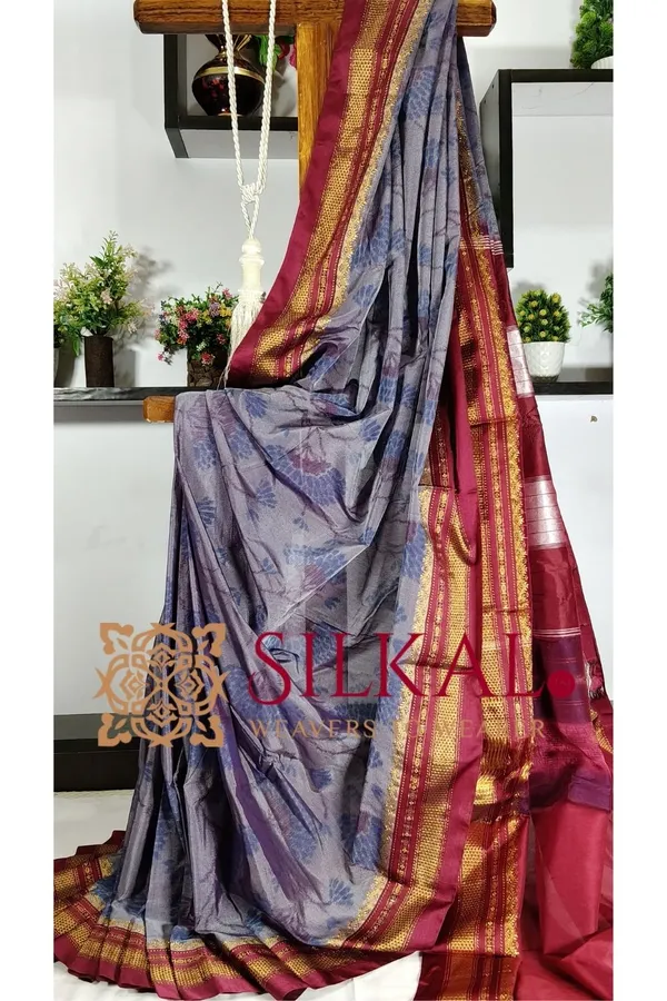 Ilkal_Ikkat_Print_Cotton_Silk_Saree_SKL03323