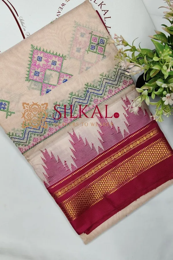 Ilkal_Kasuti_Tample_Border_Sarees_Code-_SKL03656