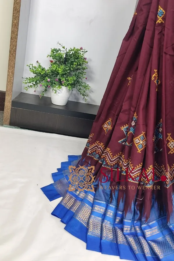 Ilkal_Kasuti_Tample_Border_Sarees_Code-_SKL03658