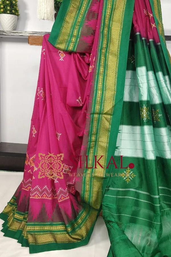 Ilkal_Kasuti_Tample_Border_Sarees_Code-_SKL03659