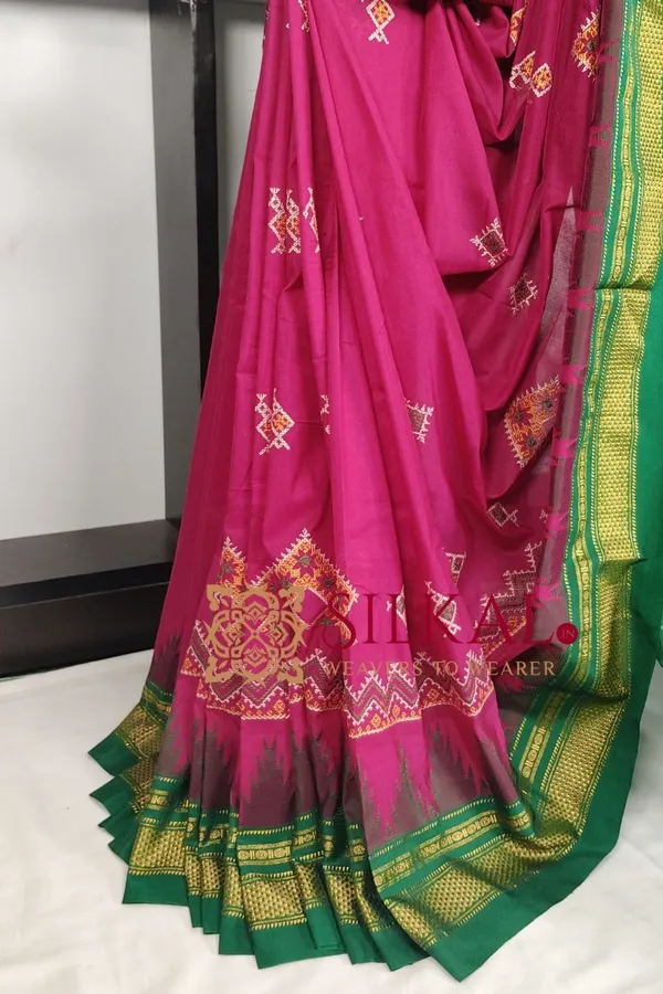Ilkal_Kasuti_Tample_Border_Sarees_Code-_SKL03659
