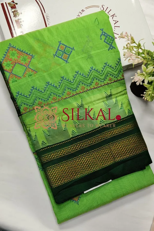 Ilkal_Kasuti_Tample_Border_Sarees_Code-_SKL03662