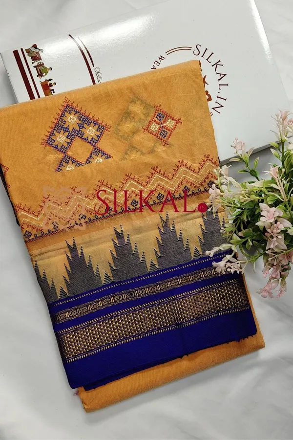 Ilkal_Kasuti_Tample_Border_Sarees_Code-_SKL03663