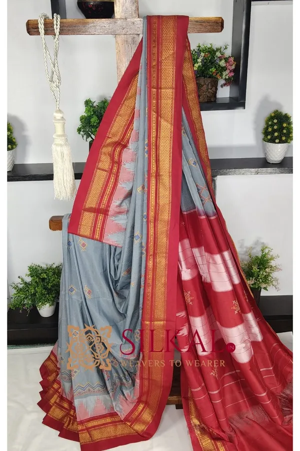 Ilkal_Kasuti_Tample_Border_Sarees_Code-_SKL03666