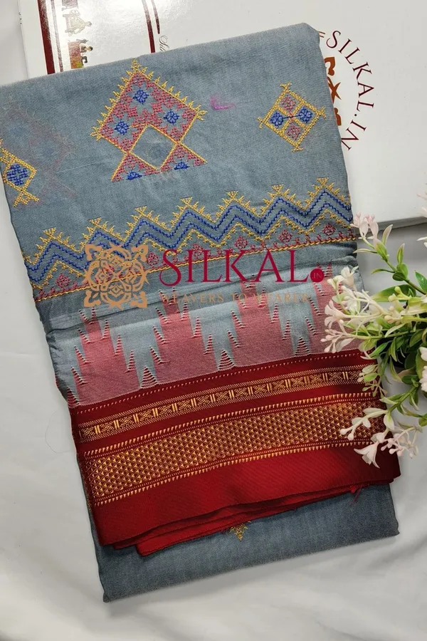 Ilkal_Kasuti_Tample_Border_Sarees_Code-_SKL03666