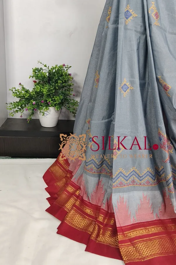 Ilkal_Kasuti_Tample_Border_Sarees_Code-_SKL03666