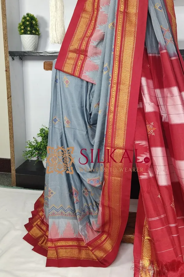 Ilkal_Kasuti_Tample_Border_Sarees_Code-_SKL03666