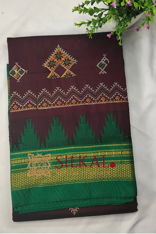 Ilkal_Kasuti_Tample_Border_Sarees_SKL03817