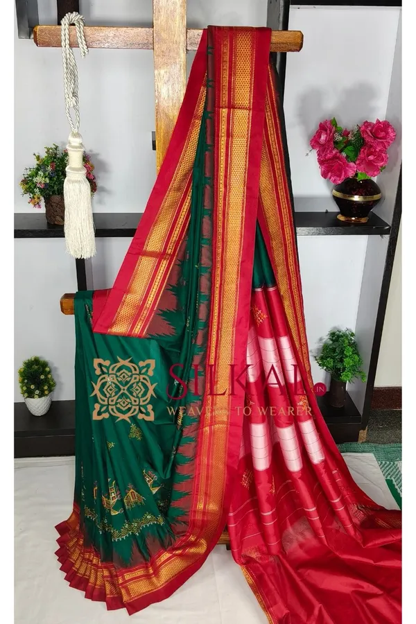 Ilkal_Kasuti_Tample_Border_Sarees_SKL03819