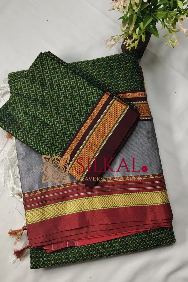 Ilkal_Khan_Viscose_Cotton__Saree_SKL03793
