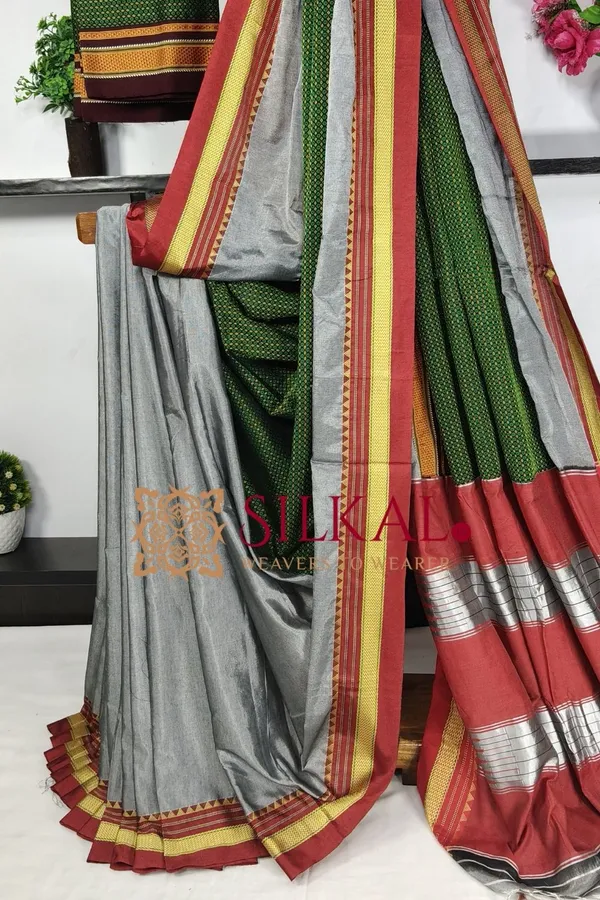 Ilkal_Khan_Viscose_Cotton__Saree_SKL03793