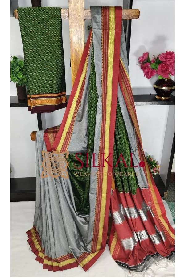 Ilkal_Khan_Viscose_Cotton__Saree_SKL03793