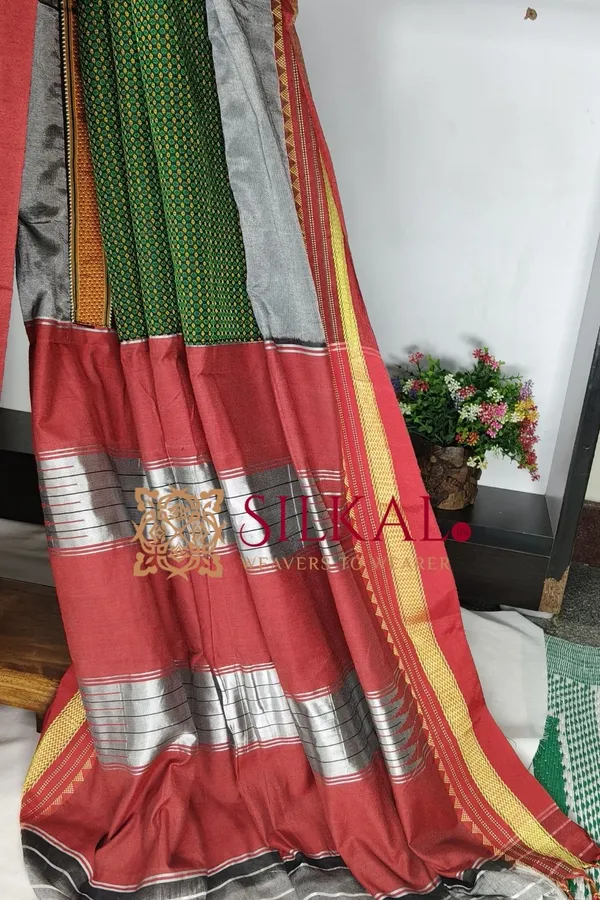 Ilkal_Khan_Viscose_Cotton__Saree_SKL03793