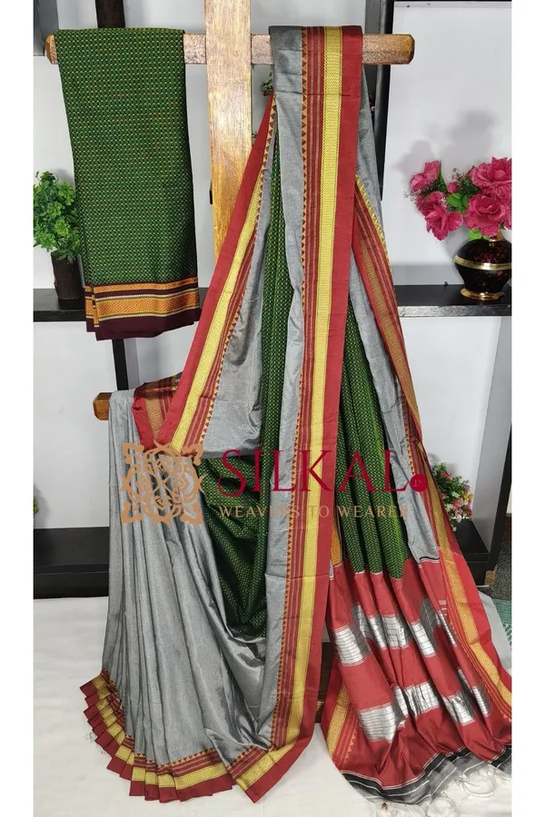 Ilkal_Khan_Viscose_Cotton__Saree_SKL03793