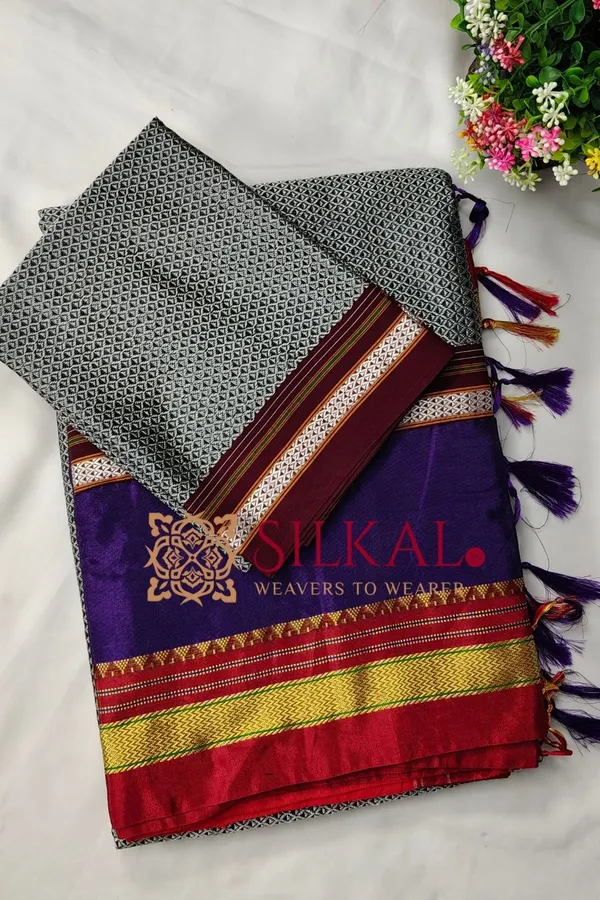 Ilkal_Khan_Viscose_Cotton__Saree_SKL03795
