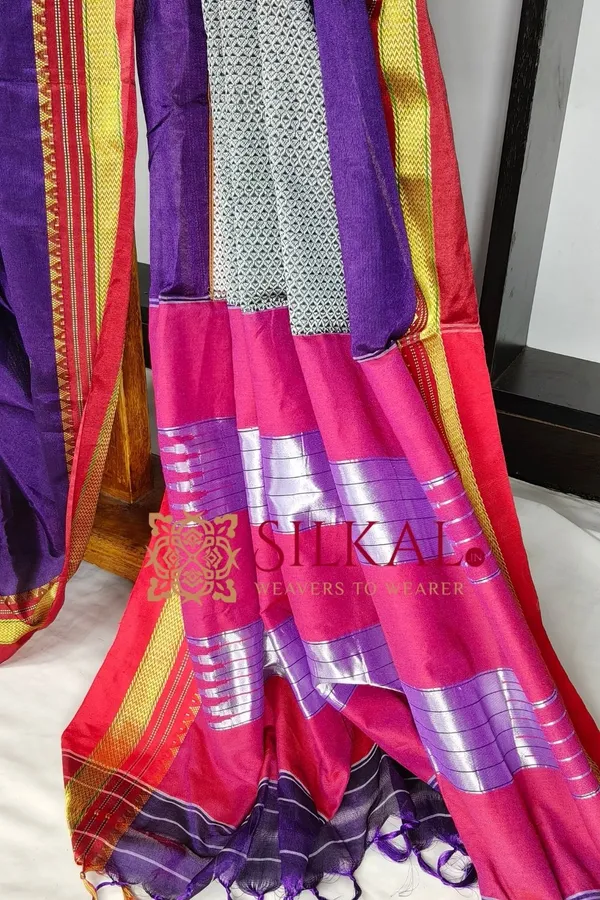 Ilkal_Khan_Viscose_Cotton__Saree_SKL03795