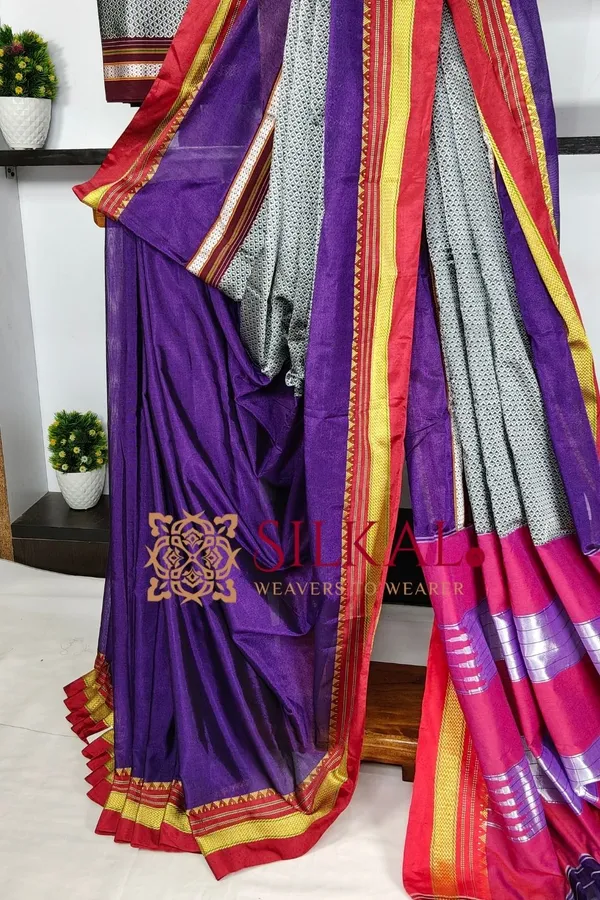 Ilkal_Khan_Viscose_Cotton__Saree_SKL03795