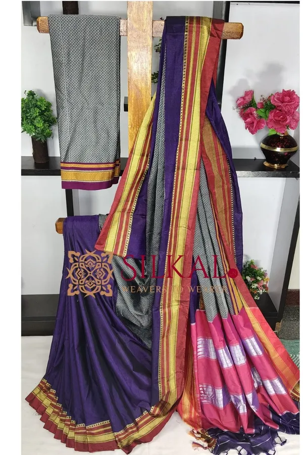 Ilkal_Khan_Viscose_Cotton__Saree_SKL03796