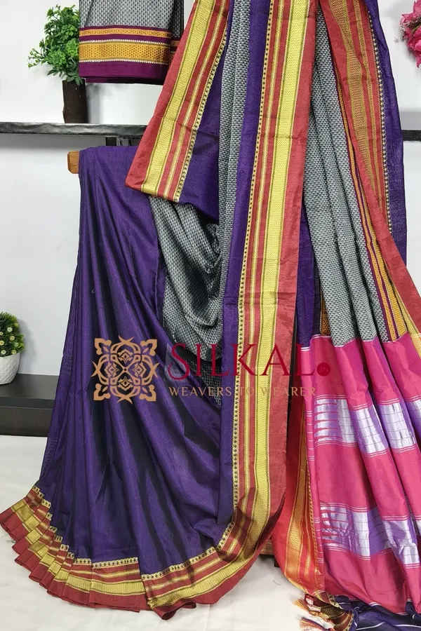 Ilkal_Khan_Viscose_Cotton__Saree_SKL03796