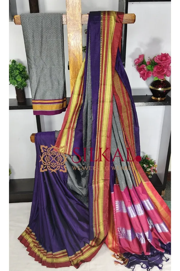 Ilkal_Khan_Viscose_Cotton__Saree_SKL03796
