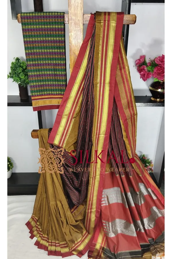 Ilkal_Khan_Viscose_Cotton__Saree_SKL03797