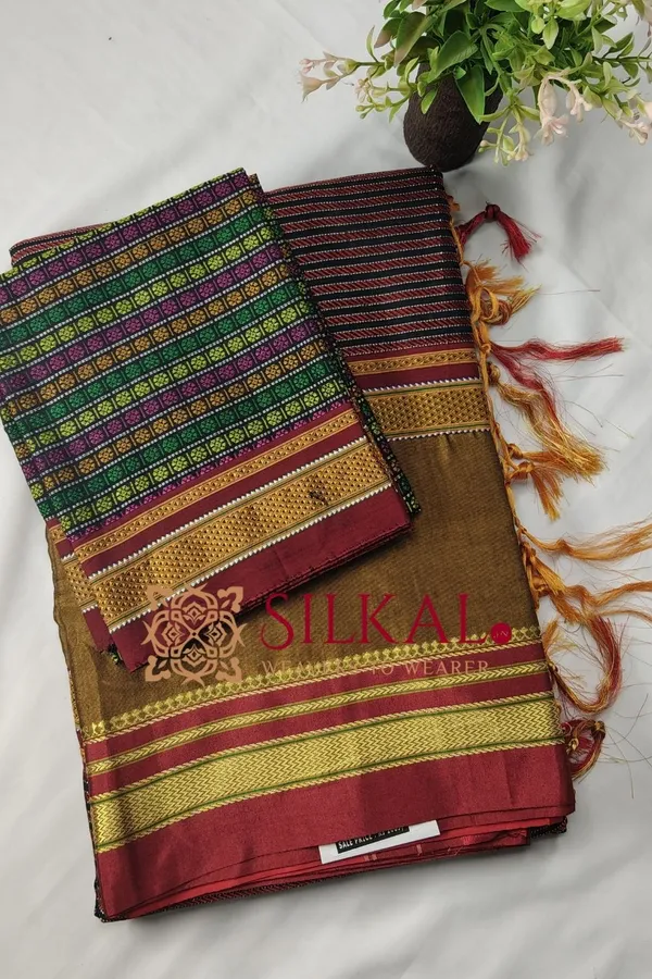 Ilkal_Khan_Viscose_Cotton__Saree_SKL03797