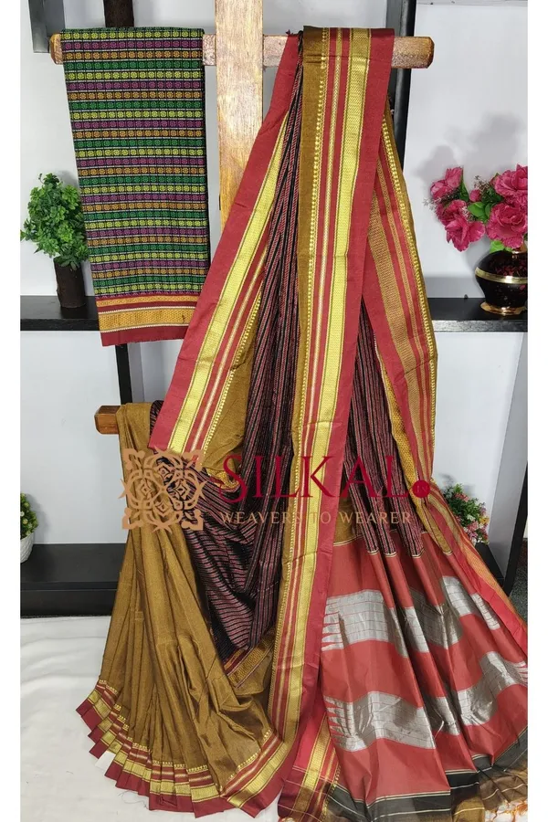 Ilkal_Khan_Viscose_Cotton__Saree_SKL03797