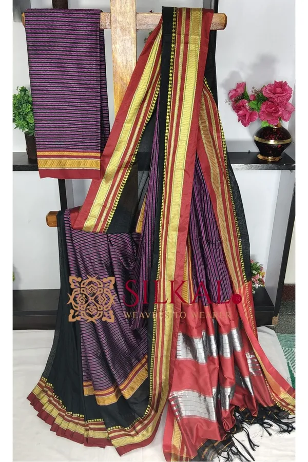 Ilkal_Khan_Viscose_Cotton__Saree_SKL03798