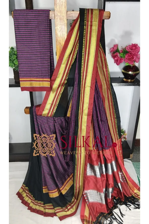 Ilkal_Khan_Viscose_Cotton__Saree_SKL03798