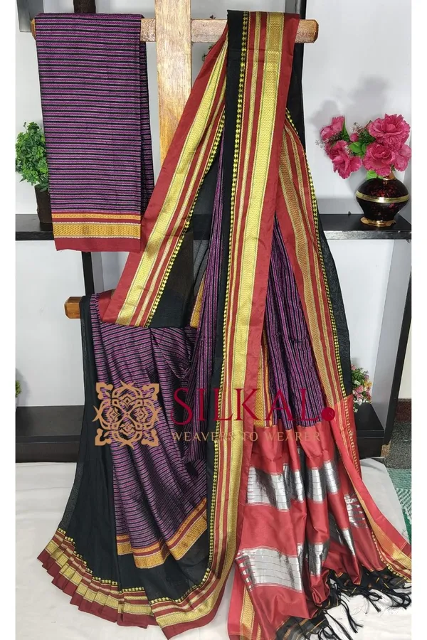 Ilkal_Khan_Viscose_Cotton__Saree_SKL03798