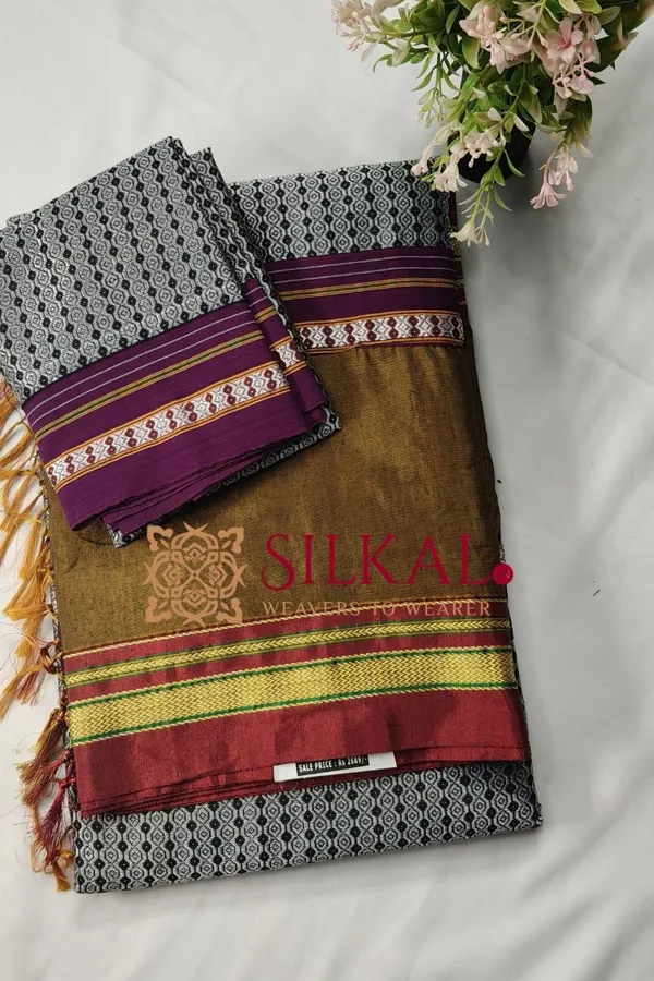 Ilkal_Khan_Viscose_Cotton__Saree_SKL03800