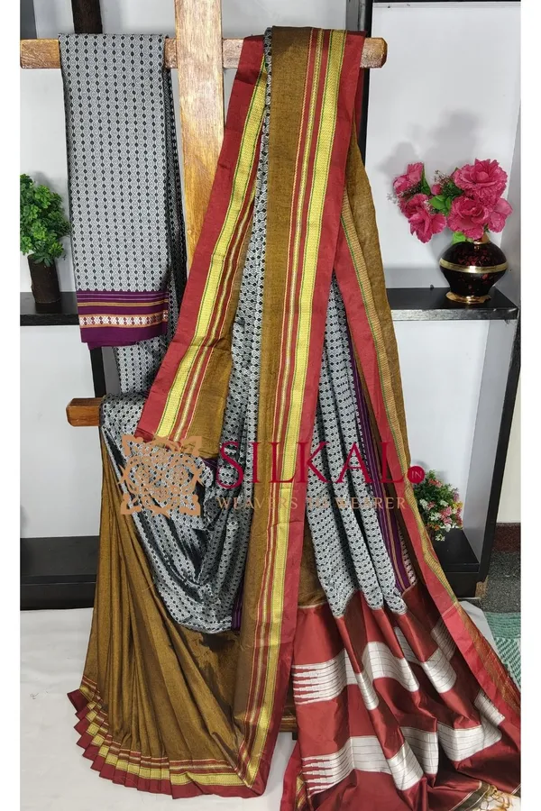 Ilkal_Khan_Viscose_Cotton__Saree_SKL03800