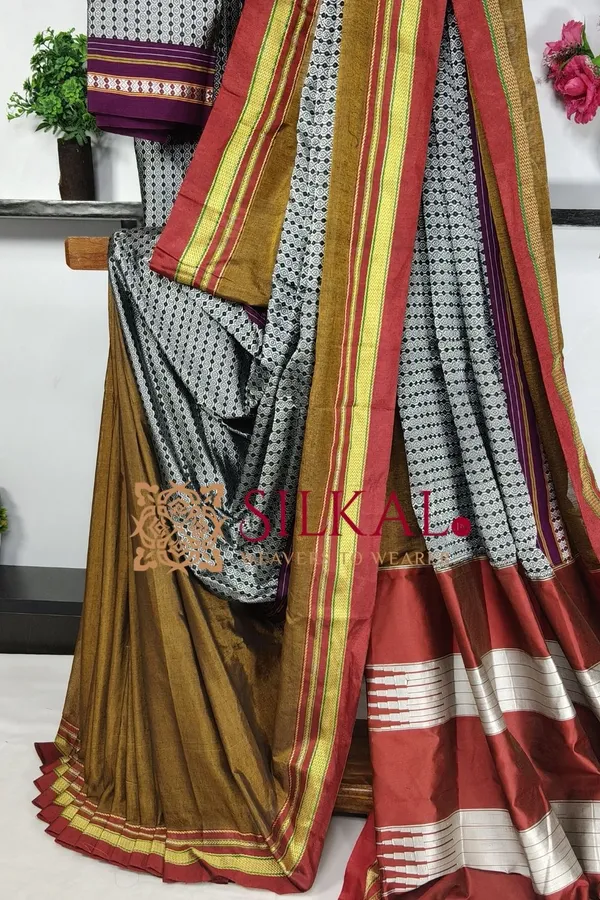 Ilkal_Khan_Viscose_Cotton__Saree_SKL03800