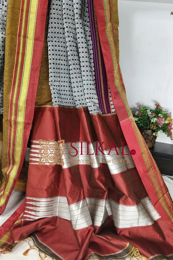 Ilkal_Khan_Viscose_Cotton__Saree_SKL03800