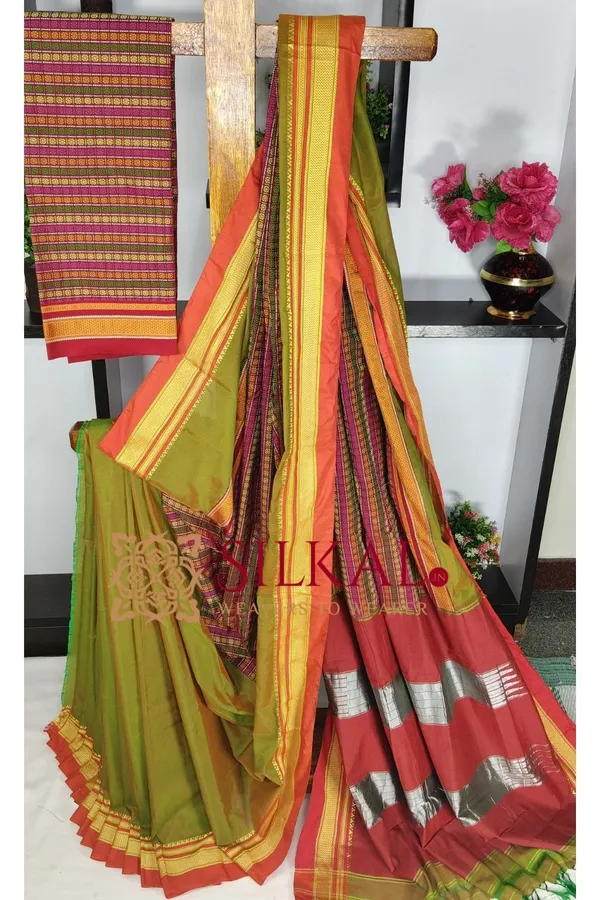 Ilkal_Khan_Viscose_Cotton__Saree_SKL03801