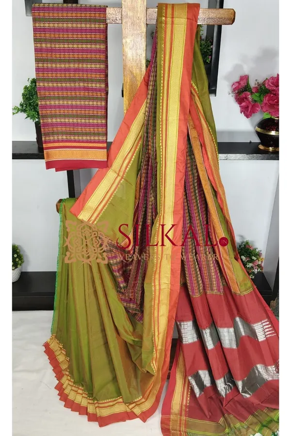 Ilkal_Khan_Viscose_Cotton__Saree_SKL03801
