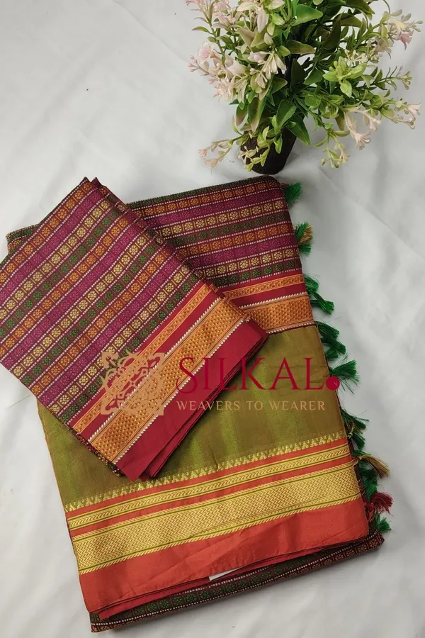 Ilkal_Khan_Viscose_Cotton__Saree_SKL03801