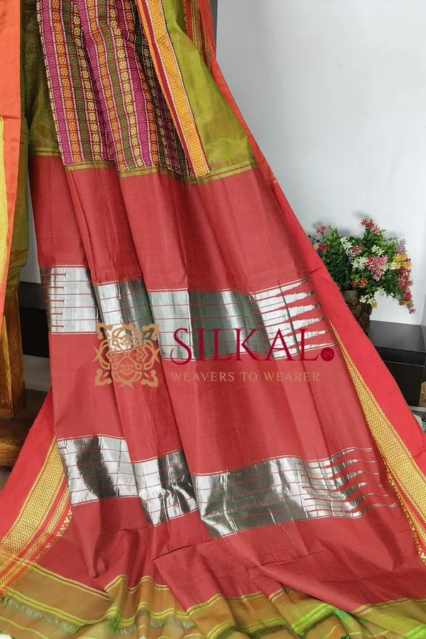 Ilkal_Khan_Viscose_Cotton__Saree_SKL03801