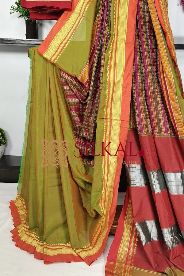 Ilkal_Khan_Viscose_Cotton__Saree_SKL03801