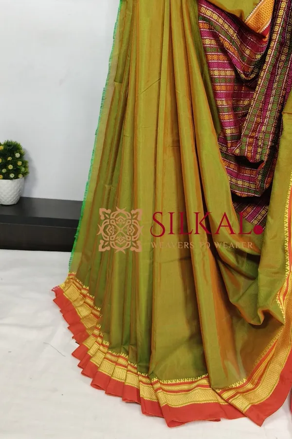 Ilkal_Khan_Viscose_Cotton__Saree_SKL03801