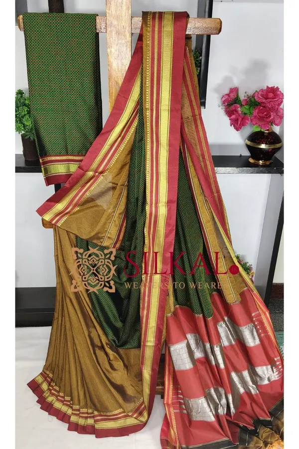 Ilkal_Khan_Viscose_Cotton__Saree_SKL03803