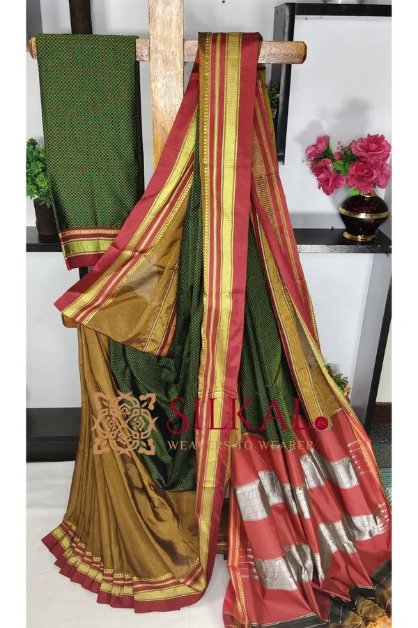 Ilkal_Khan_Viscose_Cotton__Saree_SKL03803