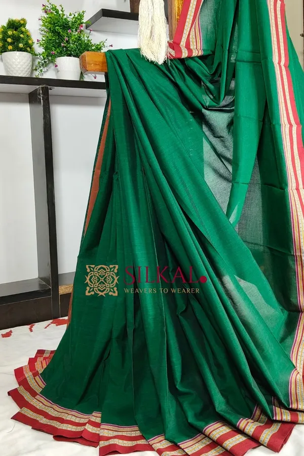Ilkal_Mercerised_Cotton_Plain_Saree_SKL3079