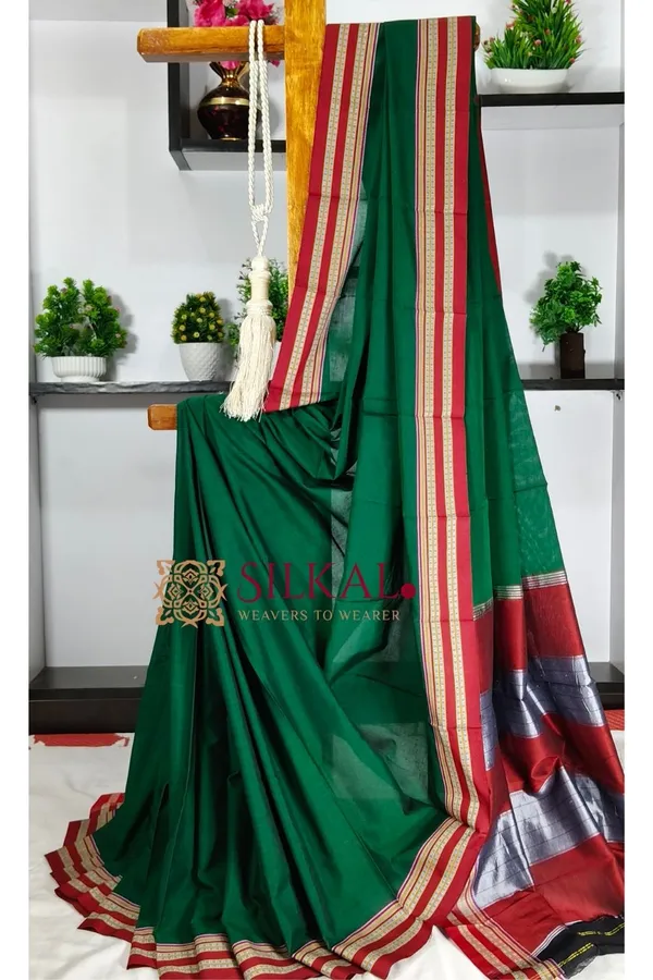 Ilkal_Mercerised_Cotton_Plain_Saree_SKL3079
