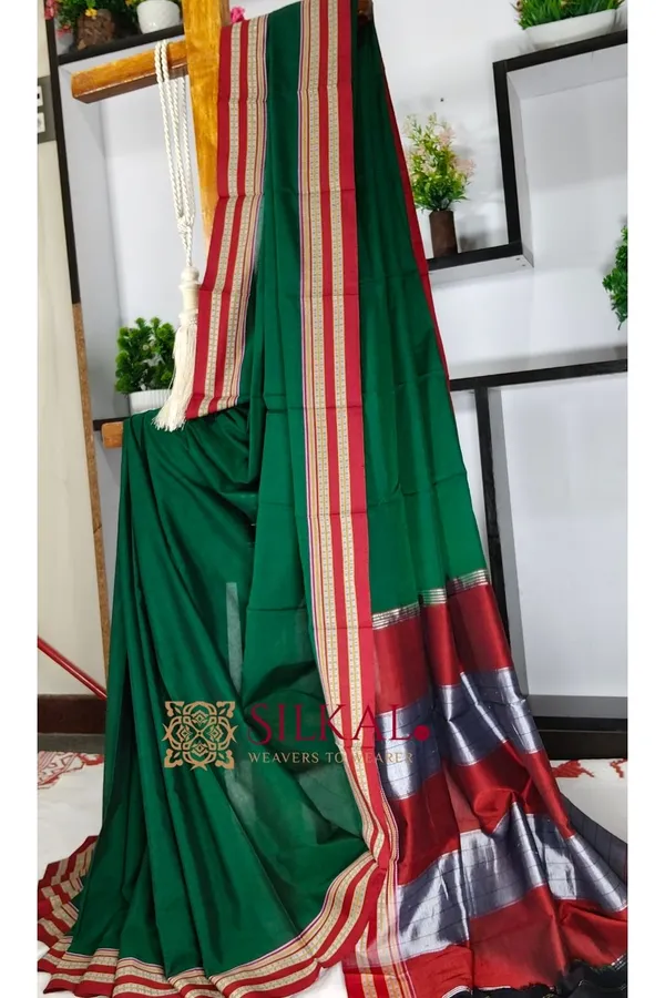Ilkal_Mercerised_Cotton_Plain_Saree_SKL3079
