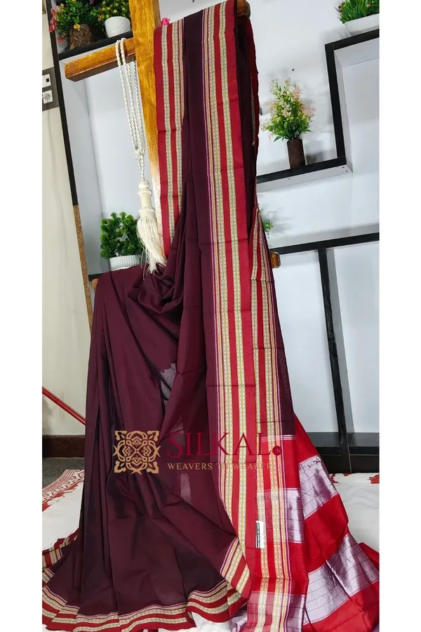 Ilkal_Mercerised_Cotton_Plain_Saree_SKL3080
