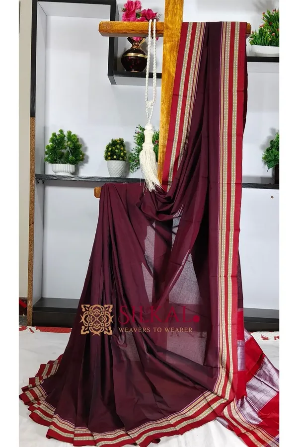Ilkal_Mercerised_Cotton_Plain_Saree_SKL3080