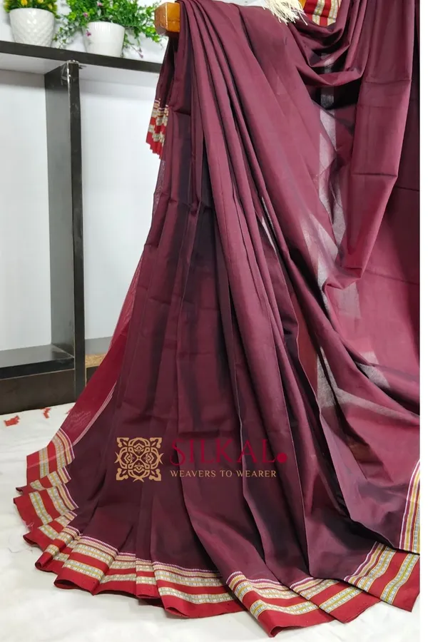 Ilkal_Mercerised_Cotton_Plain_Saree_SKL3080