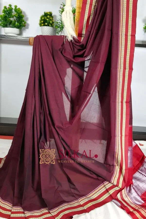 Ilkal_Mercerised_Cotton_Plain_Saree_SKL3080
